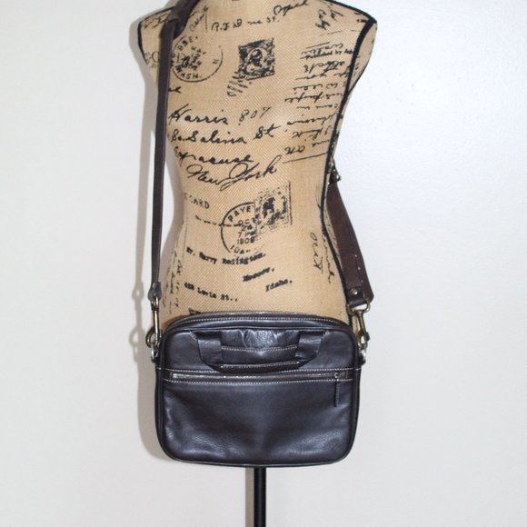 Levenger Brown Leather Multi-Use Messenger Crossbody Bag Organizer 11.5"x9" - Picture 2 of 16